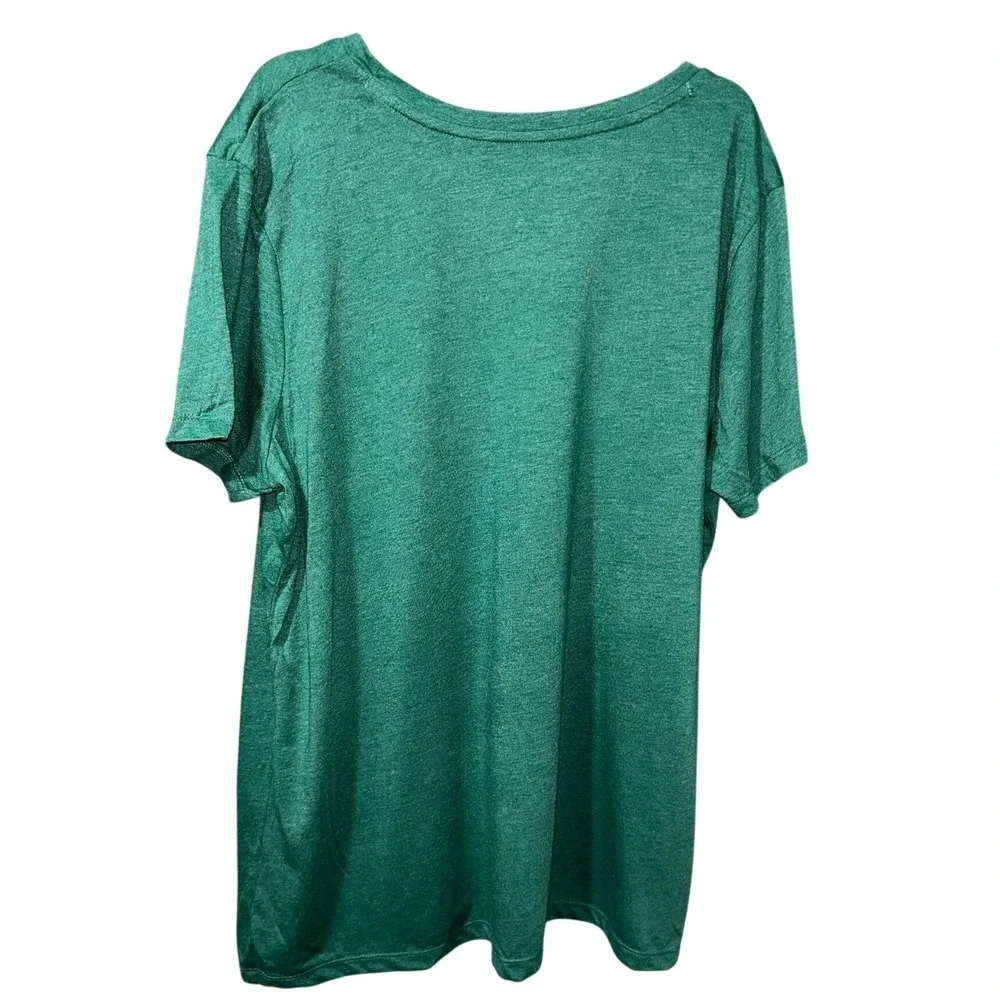 George Womens V-Neck T-Shirt 2XL‎ Green Heathered Short Sleeve Plus Size Tee
